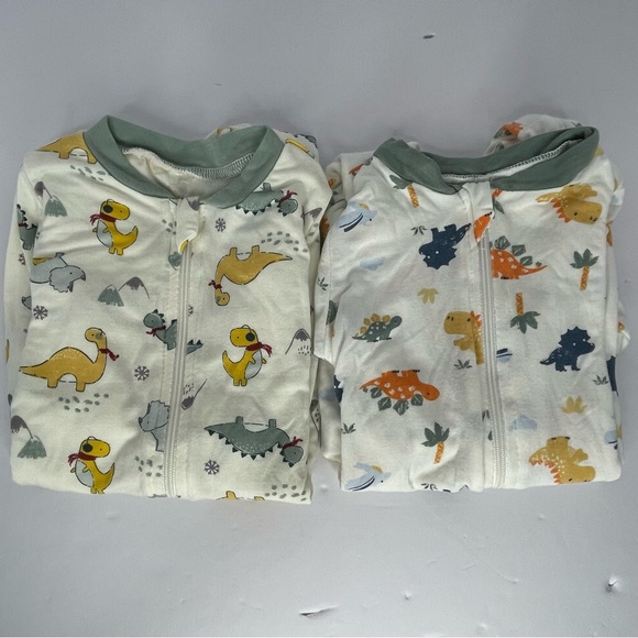 Milkberry Dino Sleepers Footed Zipper Soft Stretch Bamboo 3-6 Months - Picture 1 of 12
